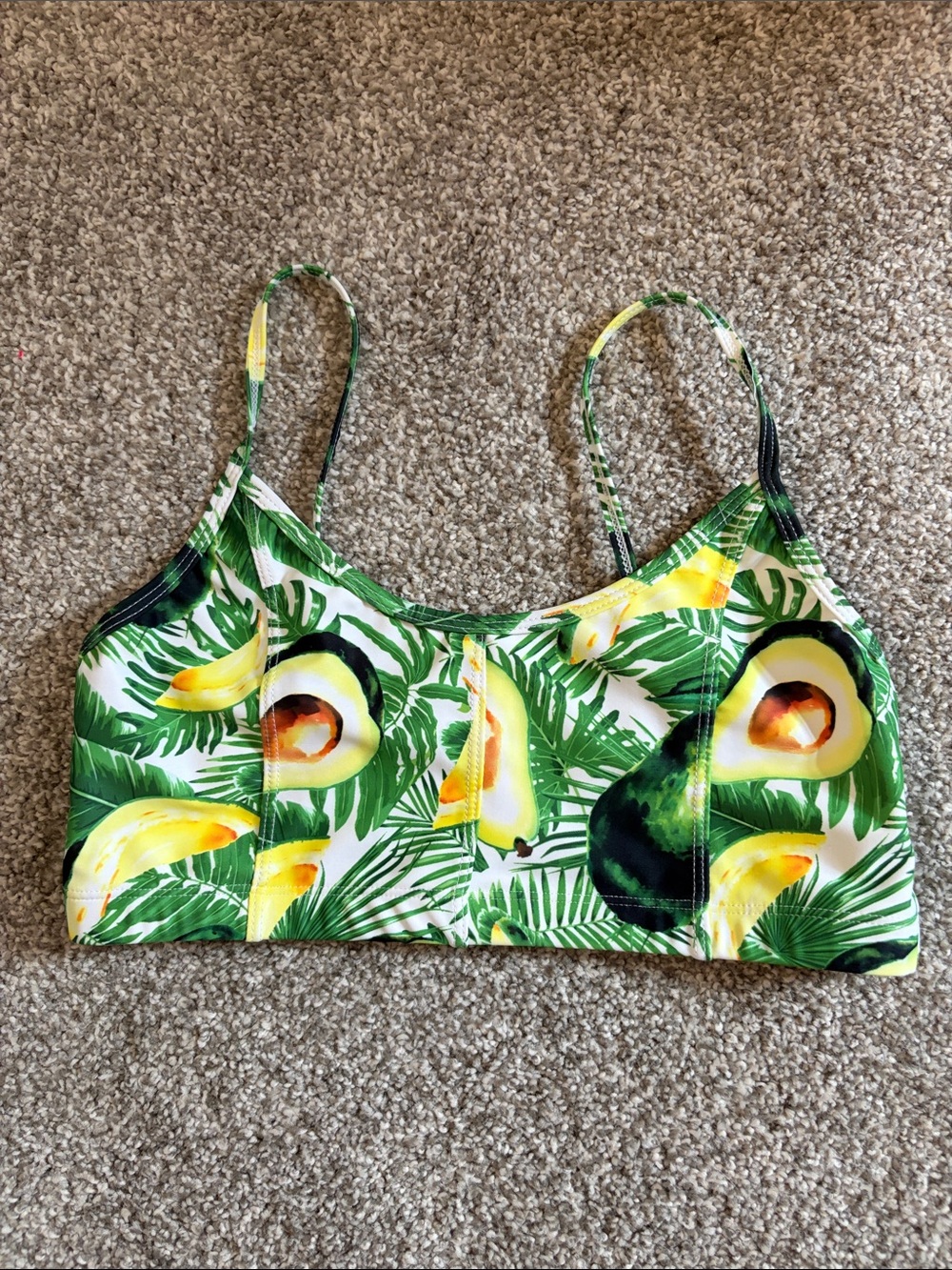 EUC! Mott50 Avocado Tropical Leaf & Yellow Swim Bra UPF 50 Size M